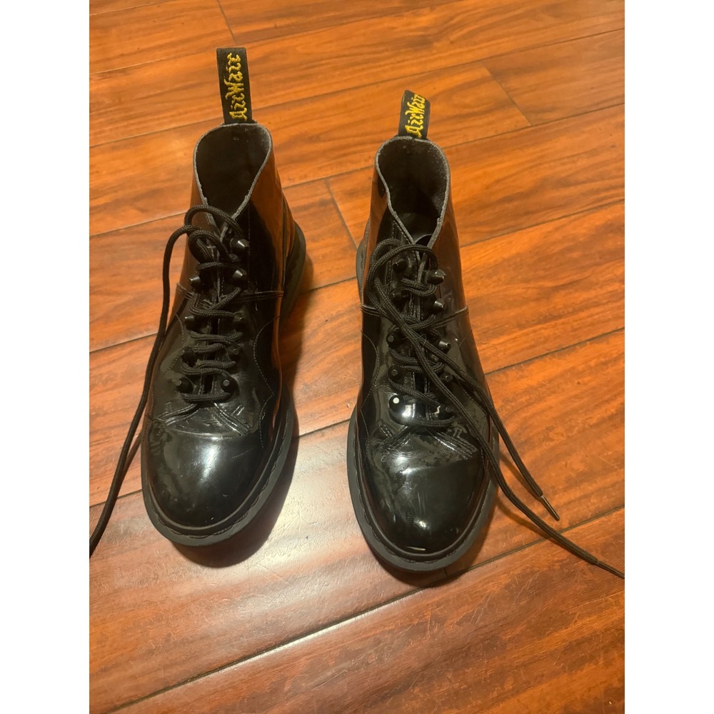 Dr. Martens Church Monkey Boots Black Patent Leather Womens 8 US L 39 EU